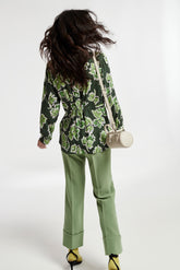 FLOWER PRINT SHIRT WITH FRONT GATHER